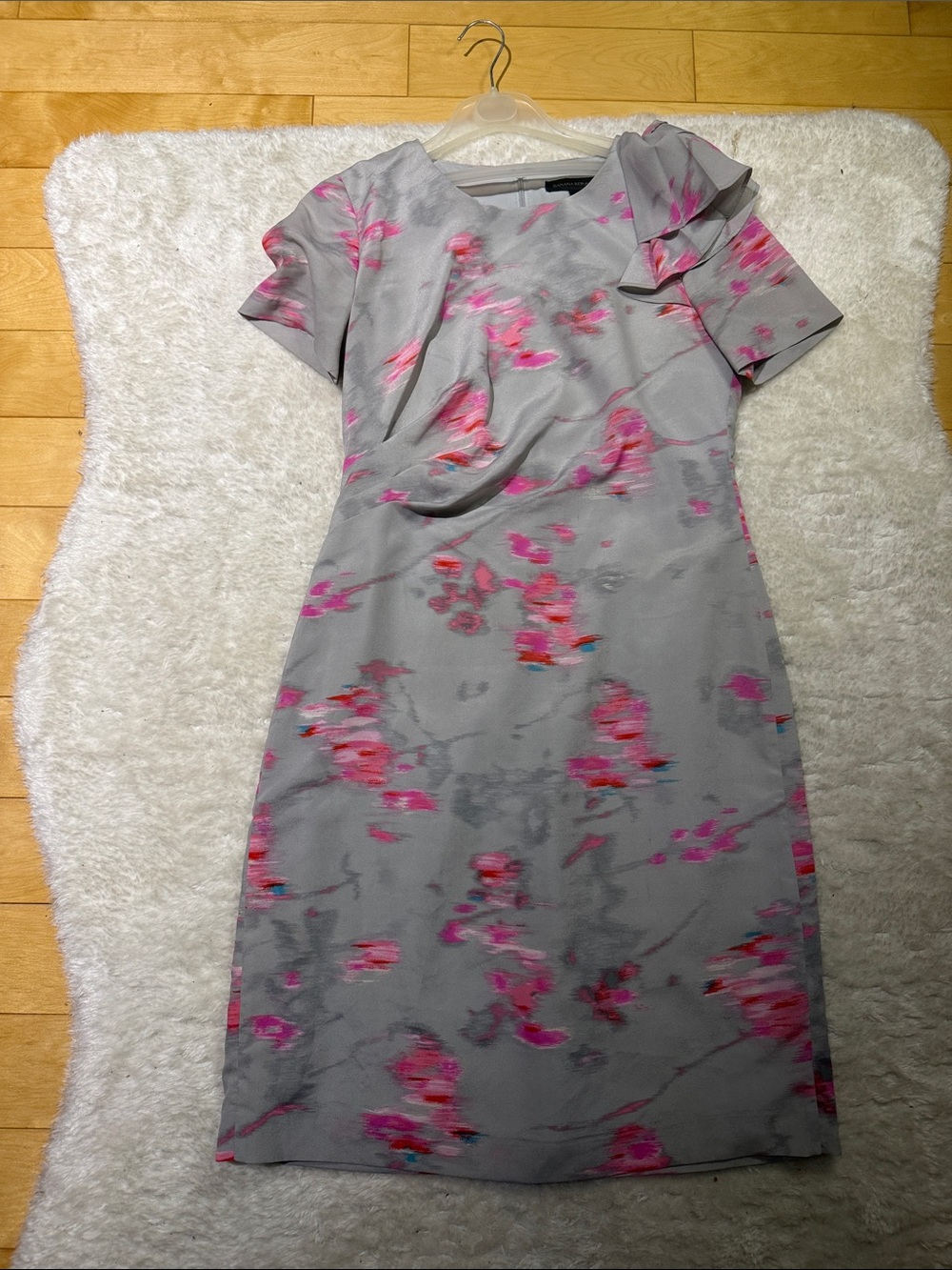 Banana Republic Gray Dress with Pink Floral Print